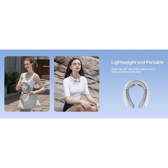 JISULIFE 100 Speeds Portable Neck Fan Bladeless Wearable Cooling Fan 5000mAh LED - Picture 10 of 15